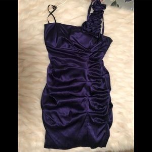 Betsy & Adam satin purple dress